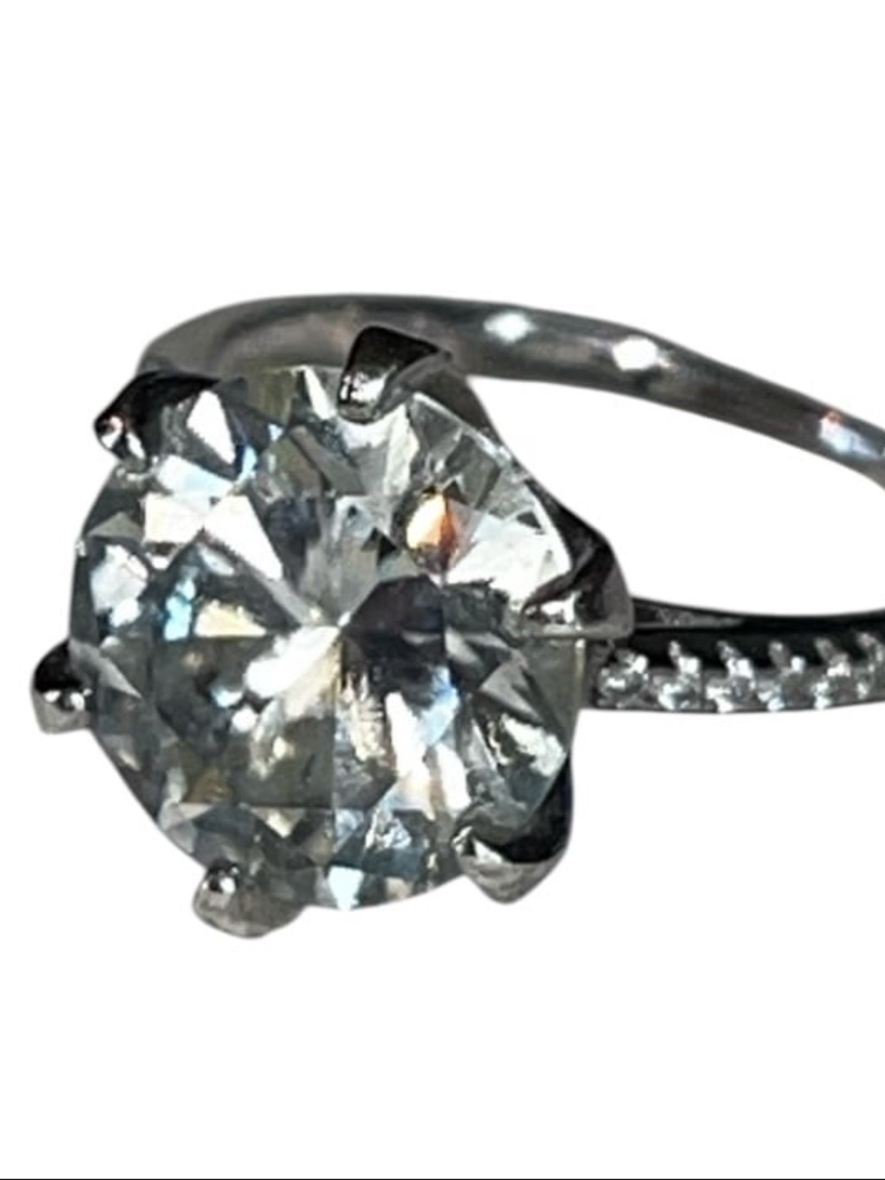 Silver Solitaire Round-Cut Clear Stone CZ Ring size 6